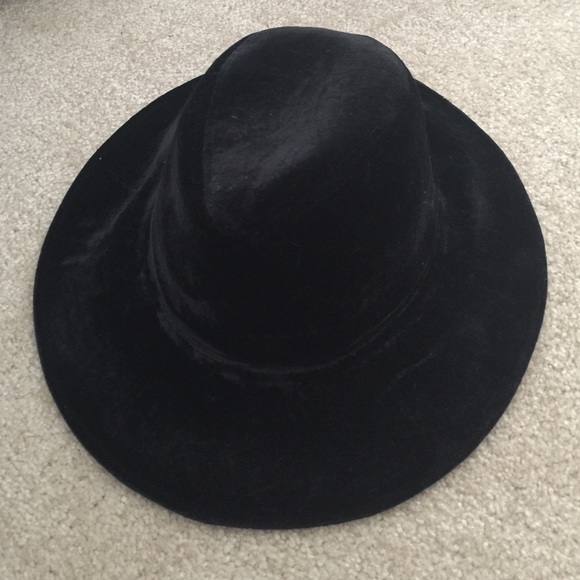 Festival Style Black Velvet Wide Brim Fedora