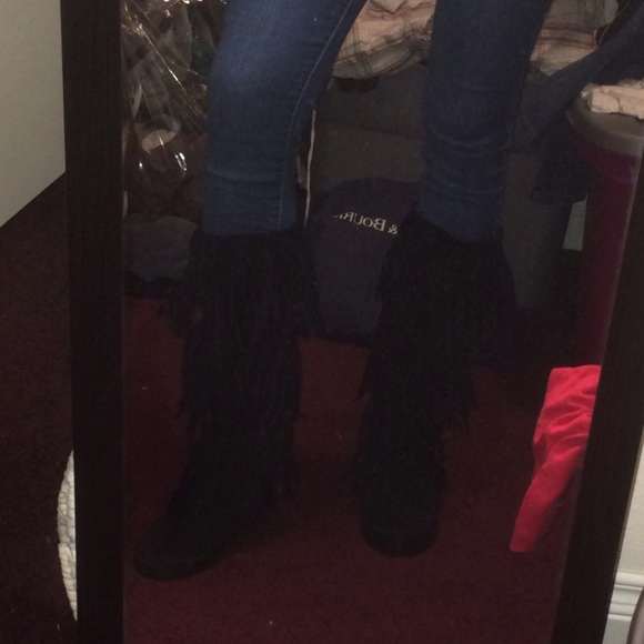 Black Fringe Boots