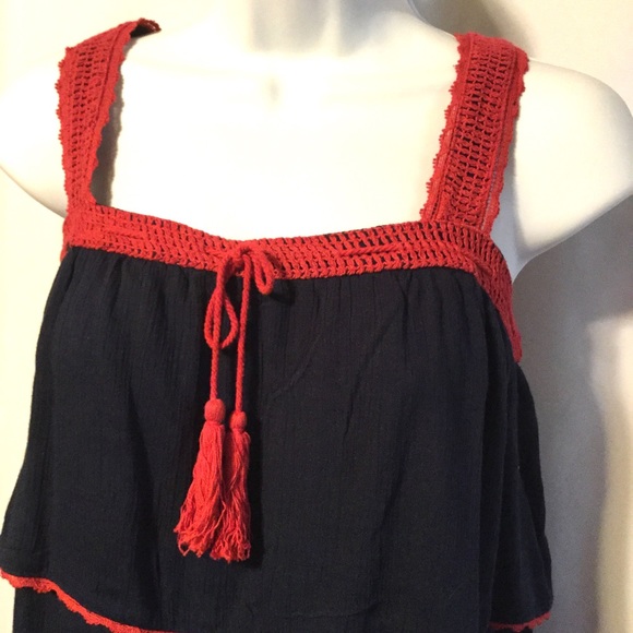 VANILLA STAR Peacoat Navy Blue Rayon Crochet Top - Picture 2 of 4