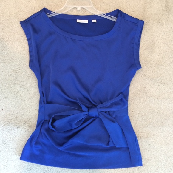Silky soft short sleeve blouse with bow tie