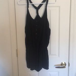Black cotton racer back romper