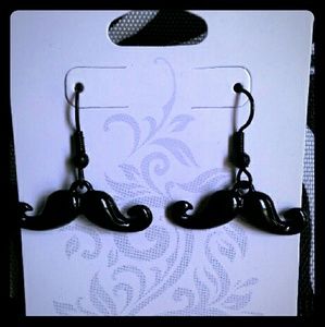 Black Moustache Earrings