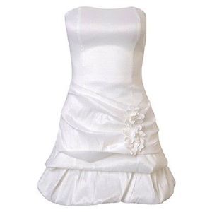 Shimmery Taffeta Strapless Flower Tiered Dress M