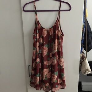 Rose pattern floral shift dress