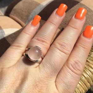 Adjustable ring sterling silver baby pink size 7