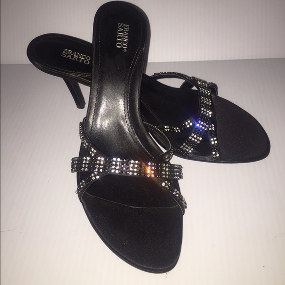 Franco Sarto Satin and Crystal Evening Heels - Picture 2 of 4