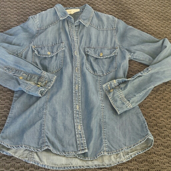 Side stitch tencel chambray shirt