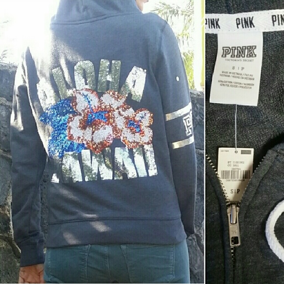 Victoria's secret pink bling hoodie aloha hawaii - Picture 3 of 4