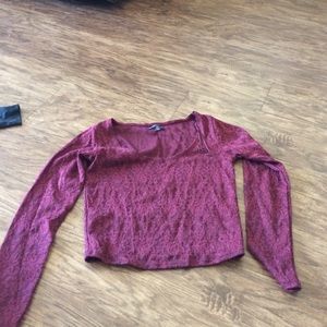Dark red long sleeved crop top