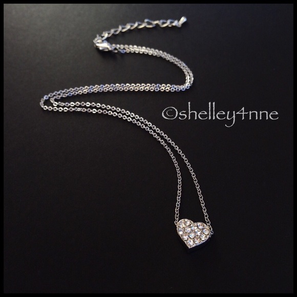 T&J Designs Jewelry - White Gold Plated Pavé Heart Necklace