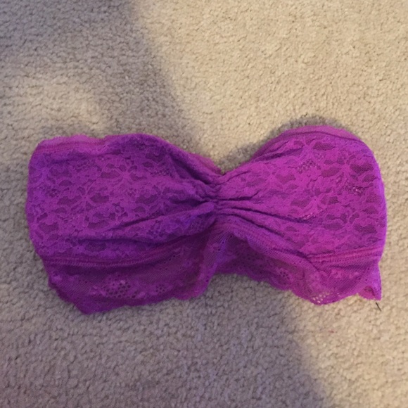 Purple strapless lace bandeau