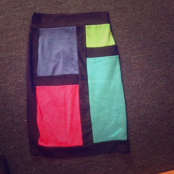 Like new pencil skirt with neon blocks forever 21