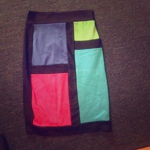 Like new pencil skirt with neon blocks forever 21