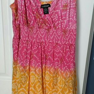 SZ 20 Lane Bryant dress pink n gold patterns