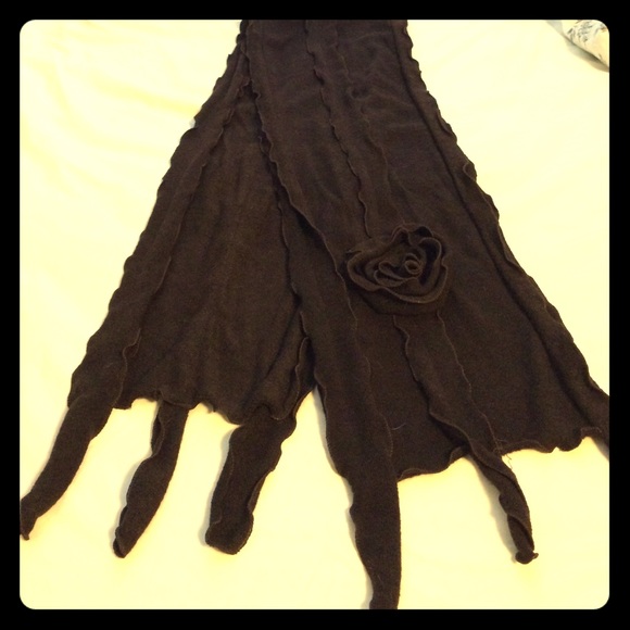 Brown Scarf with Flower Detail