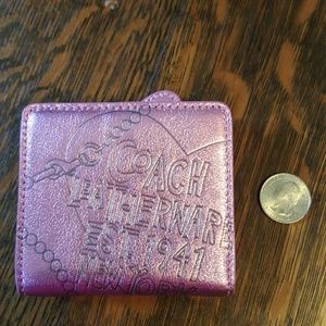 Cute pink metallic slim wallet