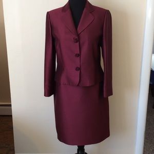 Tahari cranberry silk dress blazer suit