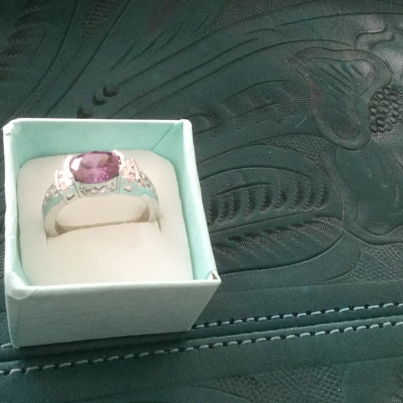 Amethyst ring in SS, 9 - Picture 3 of 5