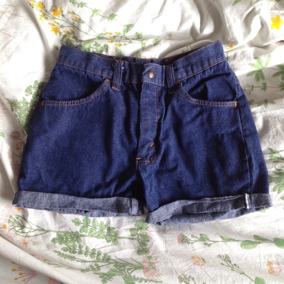 Mid Waist Denim Cuffed Shorts