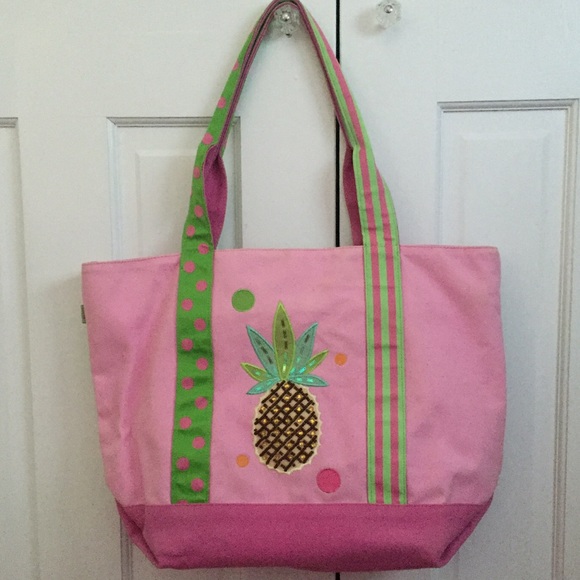 Fun and Preppy Beaded Pineapple Beachbag/Tote - Picture 2 of 3
