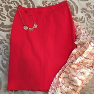 Ann Taylor, Orange/red stretch pencil skirt