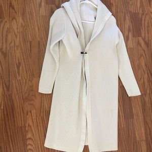 Cream cardigan with hood