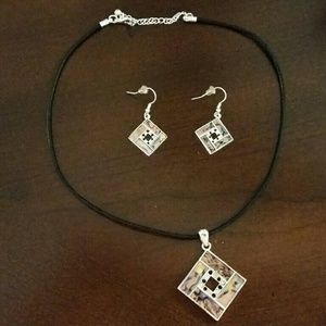 KC stamped necklace & earrings set