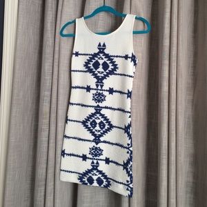 H&M Blue & White Tribal Bodycon Dress