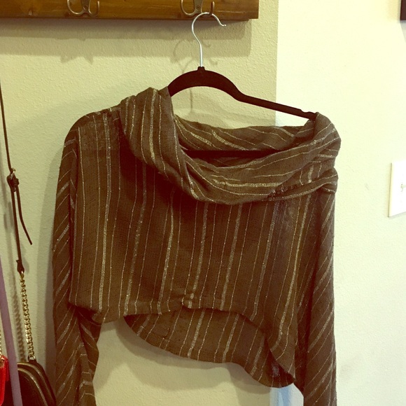 Free People baggy crop top with cowlneck