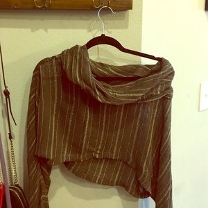 Free People baggy crop top with cowlneck