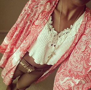FREESHIPPING Forever21 Red Paisley Coverup