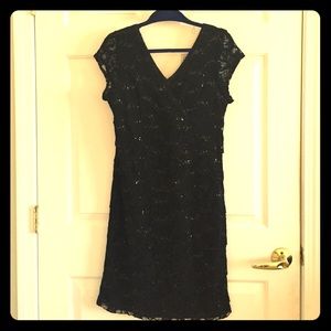 Black lace and sequin evening dress