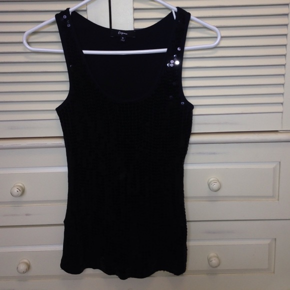 Black sequined express tank top