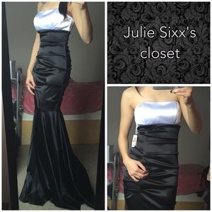NWT Black & White strapless formal prom dress