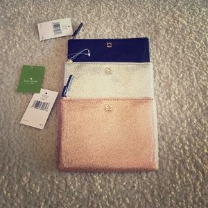 BRAND NEW KATE SPADE Glitter Mini Pouches -BLUE