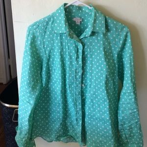 Jcrew linen polka dot button down