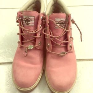EUC pink Timberland Boots Tims Sz 8 1/2 8.5!
