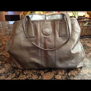 Shinny silver authentic coach bag