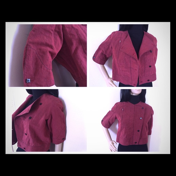 Red Cropped Moto Jacket