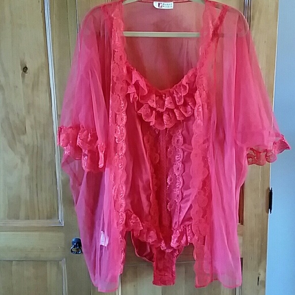 Two piece teddy and robe -Sz 1X