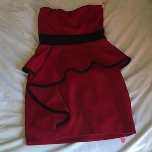 Red and black mini dress