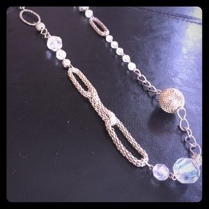 Silver & clear beaded necklace