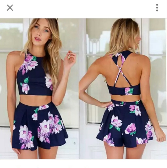 Navy floral set