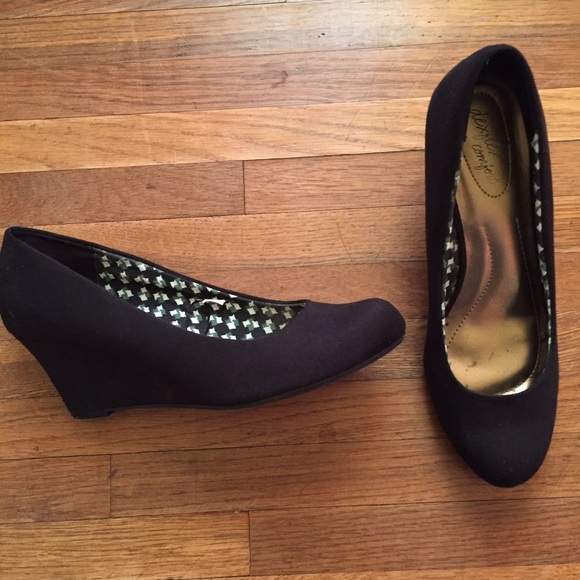 Black suede wedges