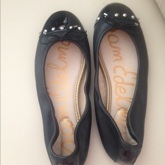 Black leather flats