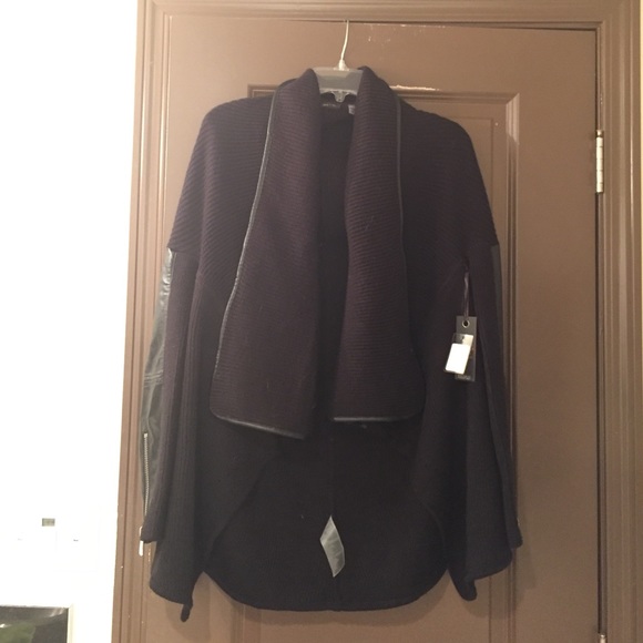 Peridot Black Sweater with Faux Leather