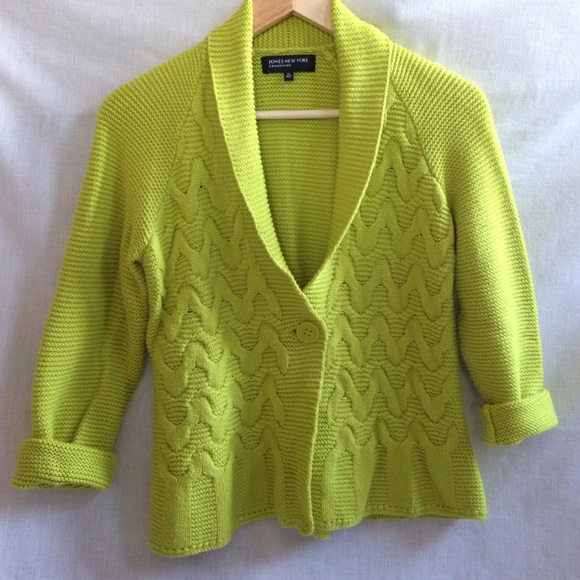 chartreuse cardigan sweater