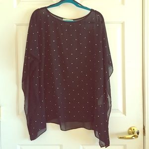 Black sheer tunic with silver sparkles
