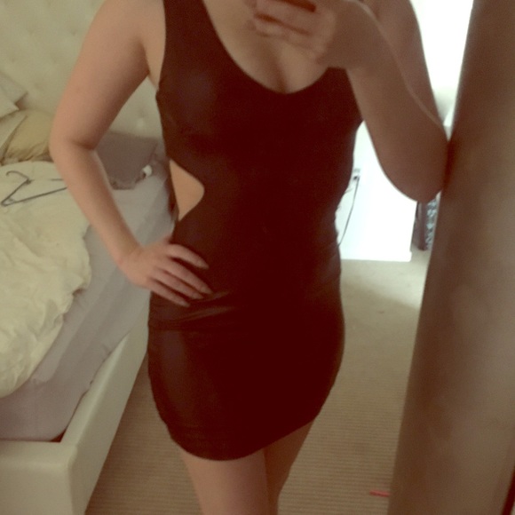 Bebe Black Vegan Leather Dress