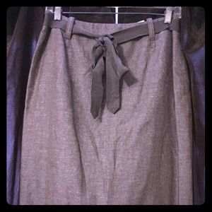 Charcoal Cotton/Linen Knee Length Skirt New w Tags